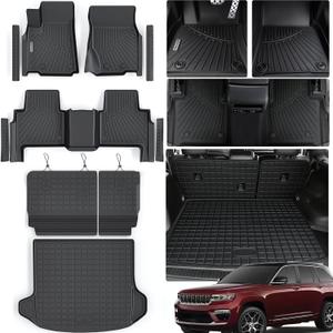 All Weather Floor Mats Set for Jeep Grand Cherokee WL 2022 2023 2024 2025 2026 5-Seats (Include 4xe / Not for L)TPE Rubber Liners Grand Cherokee Odorless Anti-Slip Waterproof Car Floor Liners