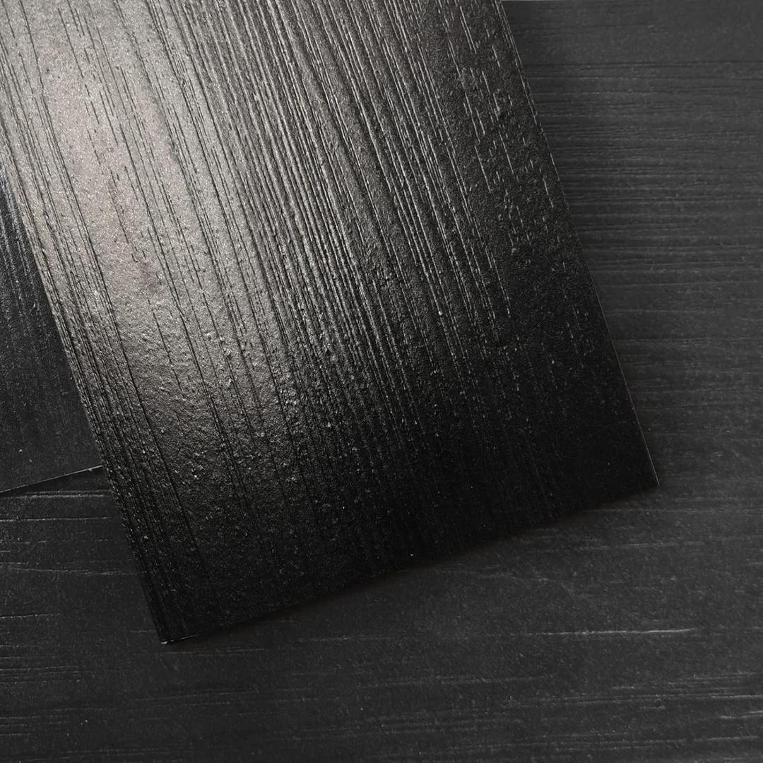 Art3d 36-Pack 54 Sq.ft Peel and Stick Floor Tiles Vinyl Plank Flooring Wood Look, Adhesive and Waterproof Tile Sticker for Bedroom, Living Room, Kitchen, RV in Black (36 x 6 x 0.1 inches)