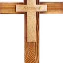 Wood Standing Cross,Christians Spiritual Religious Jesus Cross Wall Art,Handmade Nature Wooden Blessed,Tabletop for Church Home Decor Wood Crucifix