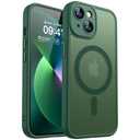 CANSHN Magnetic for iPhone 13 Case, Upgraded [Full Camera Protection] [Compatible with Magsafe] [Translucent Matte] Shockproof Protective Phone Case for iPhone 13 6.1" - Deep Green