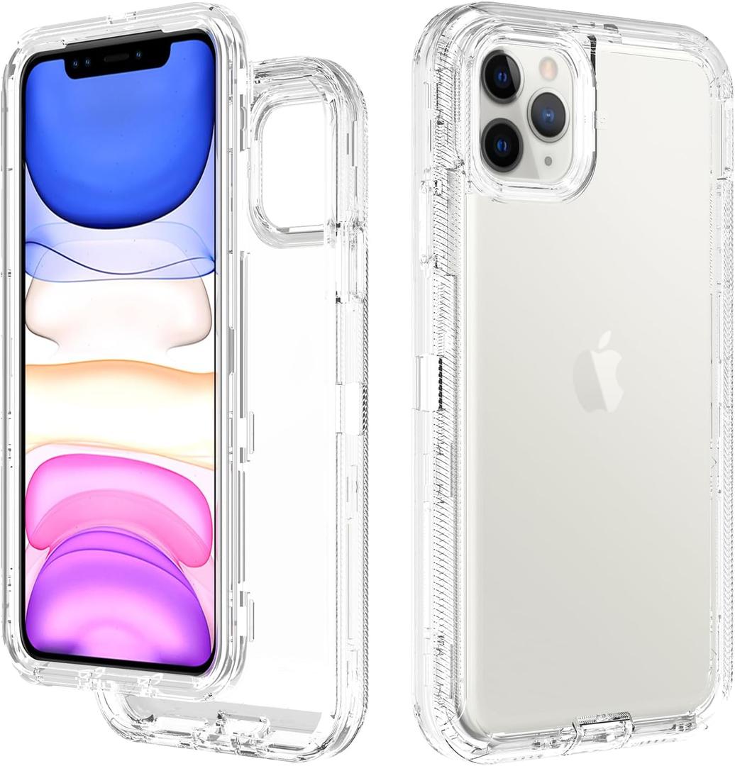 Anloes Case for iPhone 11 Pro 5.8 inch, Defender Phone Case Heavy Duty Shockproof Rugged Protective, 3 in 1 Bumper Cover for iPhone 11 Pro Clear