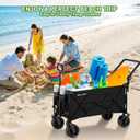 Beau Jardin Folding Push & Pull Beach Wagon 500 lbs Collapsible Foldable Wagons with Push Handle All Terrain Wheels Grocery Utility Camping Skiing Ice Fishing Sports Garden Wagon Cart Black