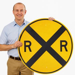 Zonon 30" Railroad Crossing Sign, Heavy-duty Aluminum Rail Road Sign, High Intensity Reflective Film, Built Like a Tank Rustproof, Rust & Weatherproof Collector Wall Decor for Man Cave Basement Garage