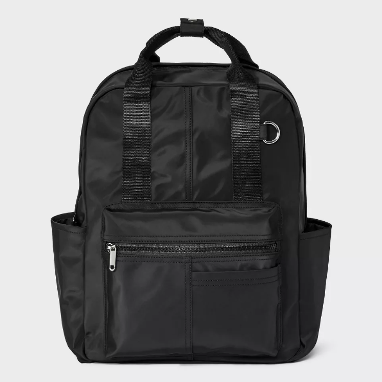 Square Backpack - Wild Fable™ Black: College Bookbag, Fits 16" Laptop, Lightweight Woven Design