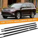 Weatherstrip Window Trim Compatible with Toyota Highlander 2008 2009 2010 Black Door Weather Stripps Molding Seal Belt Outside 4pcs