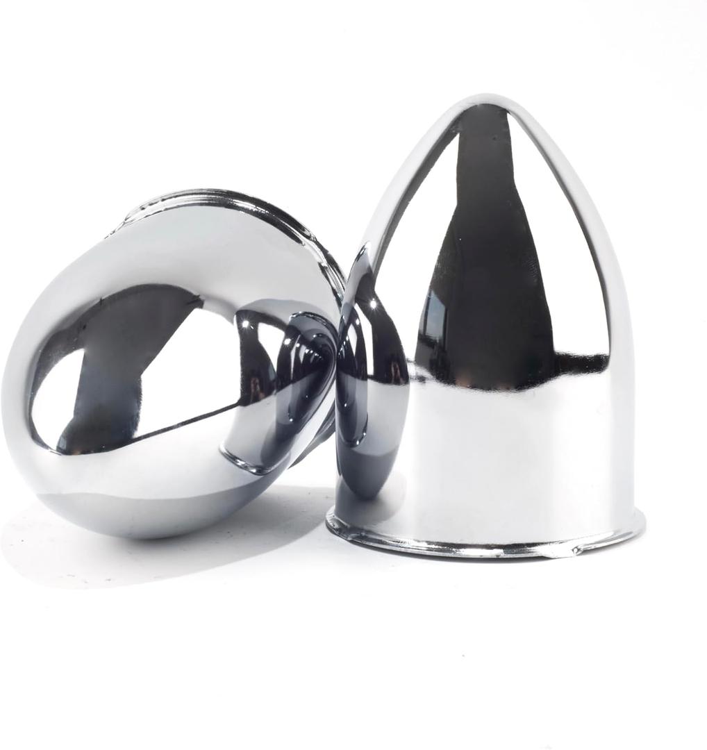 2Pcs 3.15inch Trailer Wheel Center Cap Push Through 3.15" Bore 4.5" Tall Pointed Hub Cap for Truck SUV RV Wheel Rim, Chrome Silver Wheel Cover