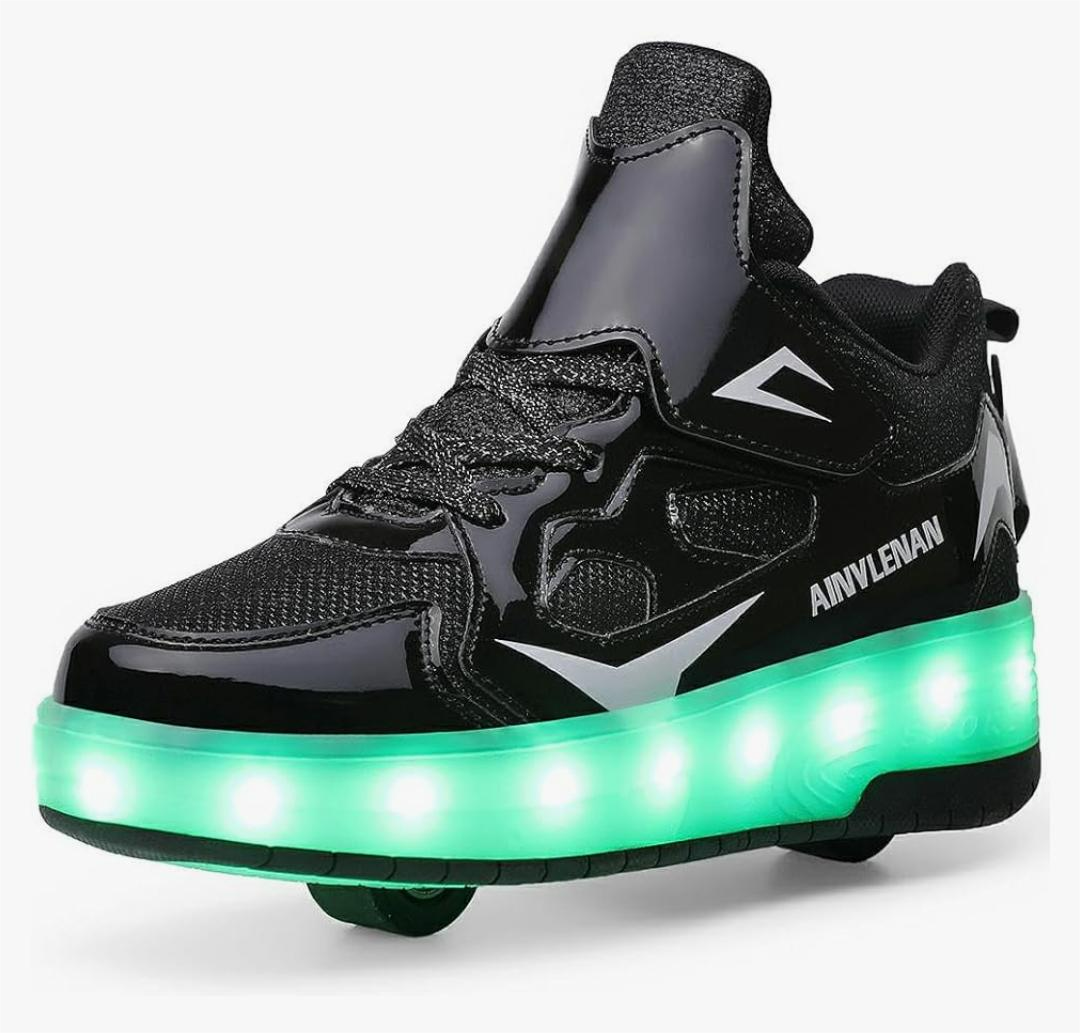 Ylllu Kids LED Roller Skate Shoes with Single Wheel Light up Roller Shoes Gift for Girls Boys Children Size 30