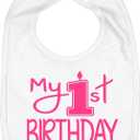 Aiden's Corner Handmade Cute Baby Boy Girl First Birthday Smash Cake Bibs - Birthday Bib (Pink White)