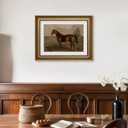 ARPEOTCY Vintage Gold Framed Horse Wall Art, Bedroom Bathroom Living Room Classic Horse Picture Wall Decor, Canvas Prints, Antique Picture Frame Rustic Paintings Home Farmhouse Decor, 11x14 Inch
