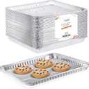 (25 Pack) 1/4 Size Cookie Sheet Baking Cake Pans l 12.8” x 8.9” Disposable Aluminum Foil Trays l Premium Heavy Duty Nonstick Baking Sheets Reusable