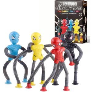 Aimery Easter Basket Stuffers for Kids - Superhero Suction Cup Toys 4Pcs, Sensory Travel Activities for Toddlers Boys Girls Autism ADHD, Airplane Car Road Trip Gifts Valentines Day