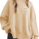 Women's Oversized Sweaters 2025 Crewneck Long Sleeve Batwing Pullover Tops (S, Apricot Cream)