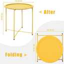 Garden 4 you Small Side Table, Round End Table, Outdoor Side Table with Metal Frame, Bedside Table for Living Room, Bedroom, Patio, Small Space, Yellow
