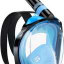 WSTOO Full Face Snorkel Mask, Dry Top Snorkeling Gear for Adults, 180 Panoramic Foldable Design with Camera Mount, Safe Mouth/Nose Breathing, Anti-Fog & Anti-Leak (Small-Medium, 1 Pack - Black/Blue)