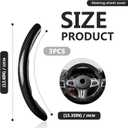 3pcs Universal Carbon Fiber Steering Wheel Cover - Anti-Slip & Segmented Design, Universal 99% Durable Steering Wheel Protector for Men and Women, Car Interior Accessory (Black)
