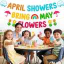 April Showers Bring May Flowers Banner School Classroom Spring Party Decorations for Student Children Teacher Celebrating Happy Spring Party Supplies