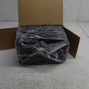 GREENSTELL Small Vanity Stool Chair with Storage and Folding Back, 13.4" x 15" x 30" Square Faux Fur Soft Ottoman, 4 Metal Legs with Anti-Slip Feet, Furry Padded Seat for Makeup, Bedroom, Black