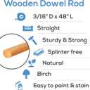 Wooden Dowel Rod, 3/16 Inch x 48 Inch Wood Dowels, Pack of 25 Wooden Dowels for Crafts, Unfinished Hardwood Wooden Dowels Rods, Strong Wood Rod Dowels for Crafting and DIYers