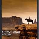 A PLUS MAX Picture Frame, Black Engineered Wood Frame for 13 x 17 Inch Picture Poster Photo, Light Weight  Frame with Wood-Grain for Wall