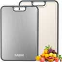 Titanium Cutting Board for Kitchen, Cutting Board Double Sided Food Grade, Pure Titanium and Wheat Straw PP, Easy to Clean Large Size 15”×10"