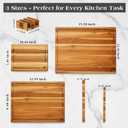 Acacia Wood Cutting Board Set of 3 with Stand, Thick Butcher Block Boards w/Deep Juice Grooves for Meat Prep & Serving, Premium Solid Hardwood, Non-Toxic, BPA-Free by New M Way
