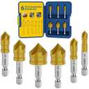 MABLEVI 6 Pieces Countersink Drill Bit Set, M35 Cobalt HSS Countersink Drill Bits with 1/4 Inch Quick Change Hex Shank for Metal, Wood, Stainless Steel, Carbon Steel