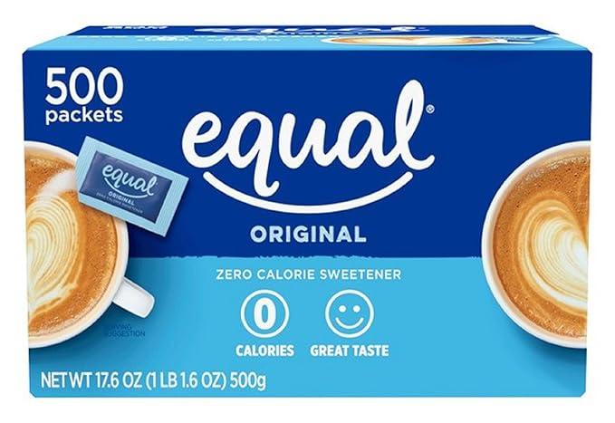 4 x EQUAL 0 Calorie Sweetener, Sugar Substitute, Zero Calorie Sugar Alternative Sweetener Packets, Sugar Alternative, 500 Count