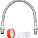 Industrial Grade Compressor Jumper hose, With 1/2" NPT Male 23" Length 450 PSI &750F, And Two 1/2" Male Adapters (Both Sides Fittings Rotate Freely), Flexible Stainless Steel Metal Hose