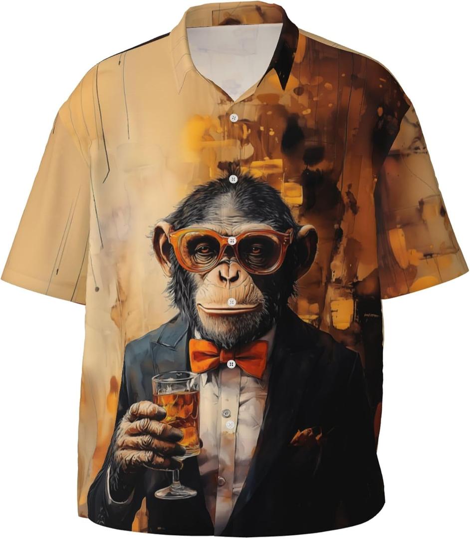 Men's Hawaiian Beach Shirt, Short Sleeve Shirts for Men, Quick-Dry Button Up Shirt for Party (M)