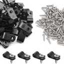 Black Nylon Screw Mounting R-type Cable Clip Wire Clamp, 6.4mm Cable Clip Wire Clamp for Wire Management, Stainless Steel Screws Includedc