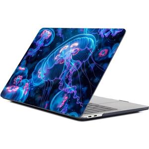 Compatible with MacBook Air 13.6 Inch 2022 2025 Release M2 A2681 M4 A3240 Plastic Black Computer Case for Girl Boy Fashion Pattern Abstract Dark Ocean Neon Glowing Jellyfish