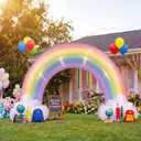 Jenaai 8ft Pastel Inflatable Rainbow Arch Blow up Yard Decorations with Built-in LED for Outdoor Baby Shower Wedding Birthday Party Holiday, Giant Rainbow Archway Decor for Garden Lawn