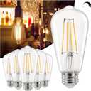 Linkind Edison Light Bulbs 60W Equivalent, E26 Dimmable Vintage Edison LED Light Bulbs ST58 Antique Decorative Filament LED Bulb, 6W 700LM, 2700K Soft White, CRI80+ Clear Glass Light Bulbs, 6 Packs