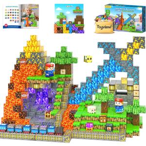 150PCS Magnetic Blocks - Build Mine Magnet World Kids Building Blocks with Magnet Board for 3 4 5 6 7 8 9 10 Year Old Boys & Girls Magnetic Tiles STEM Sensory Outdoor Toys for Kids Ages 4-8 5-7