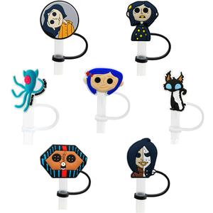 7 PCS Silicone Anime Halloween Straw Covers, Reusable Straws, Cute Straw Tips, 7 Count