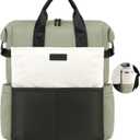 LOVEVOOK Laptop Backpack for Women, 15.6 Inch Work Travel Backpack Purse for School College Bookbag for Teen Girls Cute Computer Bag for Teacher Nurse Business, Green-Beige