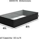 Foxlang 8x4x1ft(2 PCS) Galvanized Raised Garden Bed,Outdoor Planter Box Metal Patio Kit Planting Bed for Vegetables Flowers Herb,Black