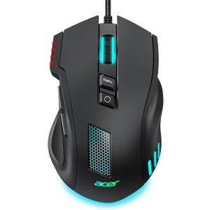 Acer Wired Gaming Mouse, 12,800 DPI RGB Ergonomic Computer Mouse with Optical Sensor, 8 Programmable Buttons, 12 Backlit Modes, Software for DIY Keybinds, Rapid Fire, USB Gaming Mice for Laptop, PC