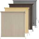 AOSKY Outdoor Roller Shades for Porch Privacy, Cordless Patio Roll Up Blinds with Spliced Pole Design, UV Blocking for Deck, Balcony, Backyard (60x96 Inch, Sesame)