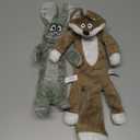 HGB No Stuffing Dog Toys for Aggressive Chewers, Squeaky Crinkle Plush Dog Toys to Keep Them Busy & Puppy Teething for Small, Medium, Large Breed, Cute Bunny & Redfox