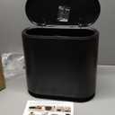 Black Slim Bathroom Trash Can with Press Top Lid, 12 Liter Small Thin Garbage Can, 3.17 Gallon Narrow Dog Proof Plastic Waste Basket and Covered Wastebasket for Room, Bedroom, Kitchen, Toilet, Office, Dorm