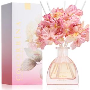 COCORRNA Reed Diffuser - Pink Rose 8.5 Fl.oz Reed Diffuser with 8 Sticks for Home Bathroom Shelf Decor (Simple Luxe Collection)