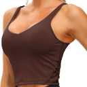 THE GYM PEOPLE Womens' Sports Bra Longline Wirefree Padded with Medium Support (Brown, M)
