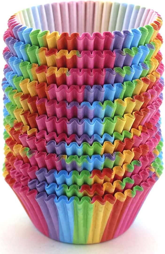 WARMBUY Rainbow Cupcake Papers Baking Cup Liners, 300 Pcs