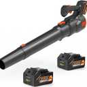 Cordless Leaf Blower - 500CFM Brushless Electric Blower with Battery Charger, 21V 2 Packs 5.0 Ah Battery for Lawn Care Yard Porch Driveway Patio Clean (Black)