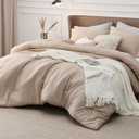 Bedsure Queen Comforter Set - Warm Sand Comforter Queen Size, Soft Bedding for All Seasons, Cationic Dyed Bedding Set, 3 Pieces, 1 Comforter (90"x90") and 2 Pillow Shams (20"x26"+2")