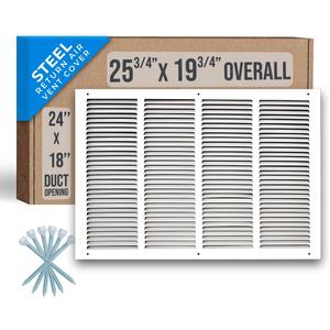 Fits 24x18 Duct Opening | Steel Return Air Grille by Handua | Vent Cover Grill for Sidewall and Ceiling | White | HVAC Cold Air Intake Grille | Outer Dimensions: 25.75"W X 19.75"