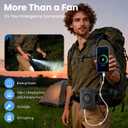 10000mAh Portable Waist Fan with Charger & Flashlight - 3-Speed Strong Airflow, Shirt Fan Clip-On Belt for Outdoor Work, Construction, Hiking, Cooling (Black)