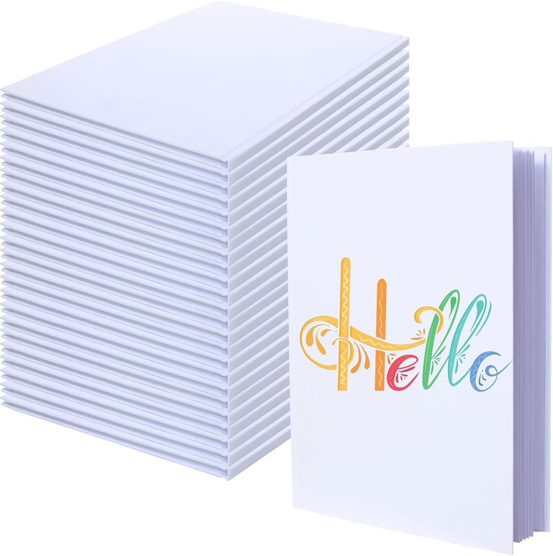 24 Pack Hardcover Blank Book,8.5x11 Inch Unlined Sketchbook Journal - 18 Sheets/36 Pages Each, Bulk Pack of White Hardcover Blank Books for Writing, Drawing Make Your Own Book, Multi-Purpose for Students & Adults