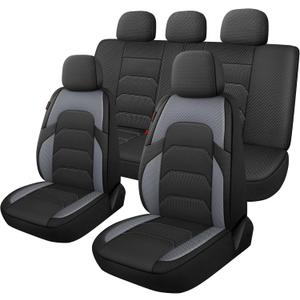 CAROMOP 3D Air Mesh Car Seat Covers Full Set,Breathable and Durable Seat Covers for Cars,Split Bench Compatible,Universal Fit for SUV,Vans,sedans, Trucks, Automotive Interior Covers(5-Seat Black/Grey)